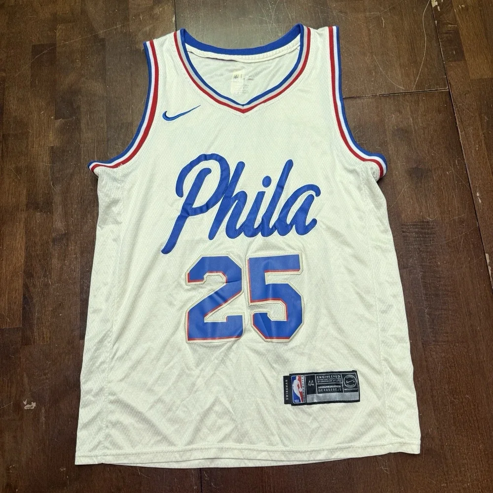 Nike Aeroswift NBA Phila 76ers Swingman Simmons Off White Nike Jersey #25‎ Sz 44